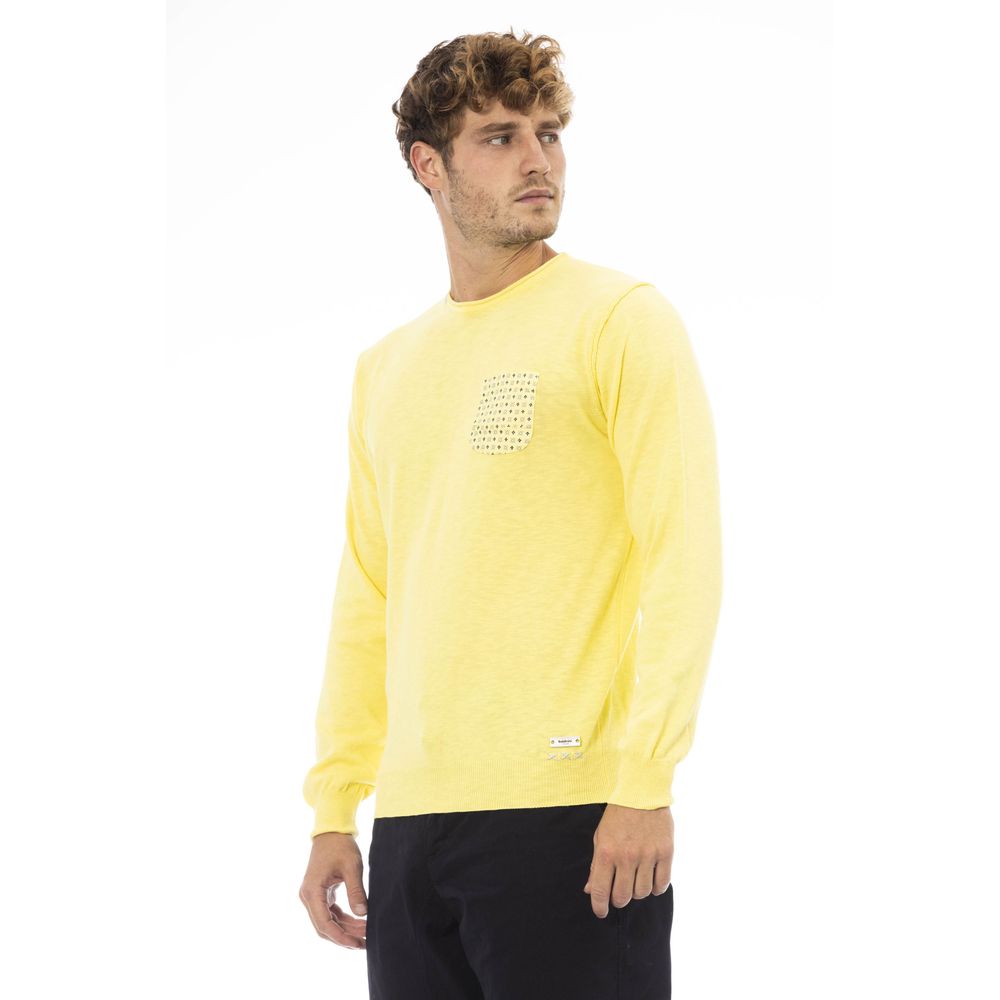 Yellow Cotton Men Sweater - SEHABRANDS