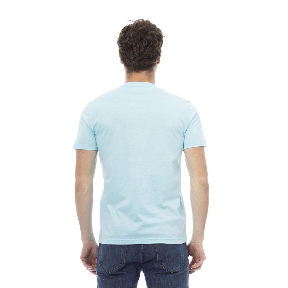 Light Blue Cotton Men T-Shirt - SEHABRANDS