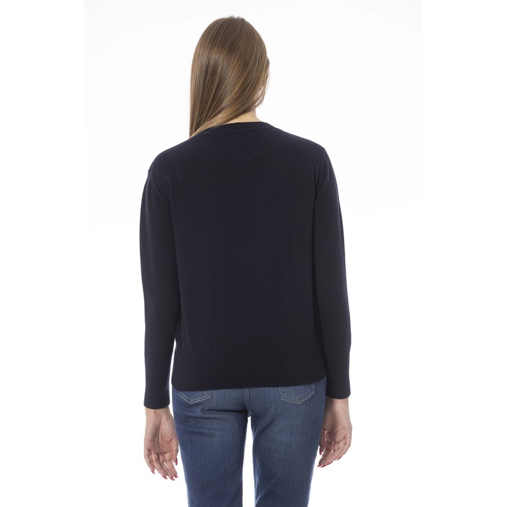 Blue Wool Women Sweater - SEHABRANDS