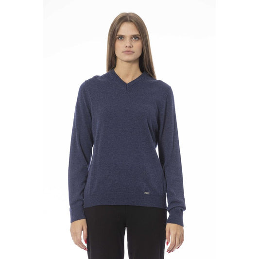 Blue Wool Women Sweater - SEHABRANDS