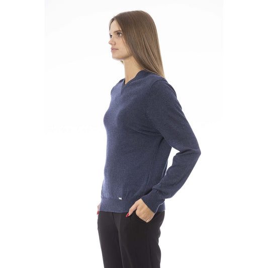 Blue Wool Women Sweater - SEHABRANDS