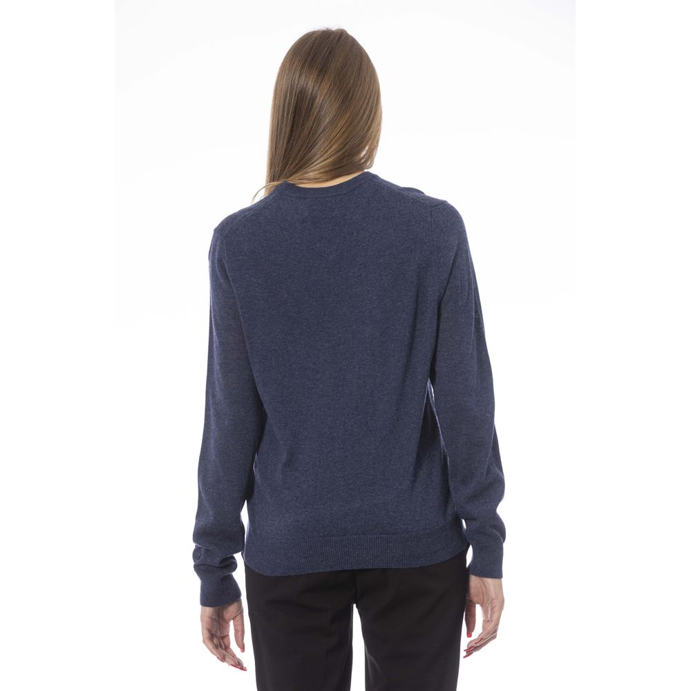 Blue Wool Women Sweater - SEHABRANDS