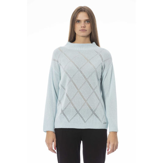 Light Blue Wool Women Sweater - SEHABRANDS