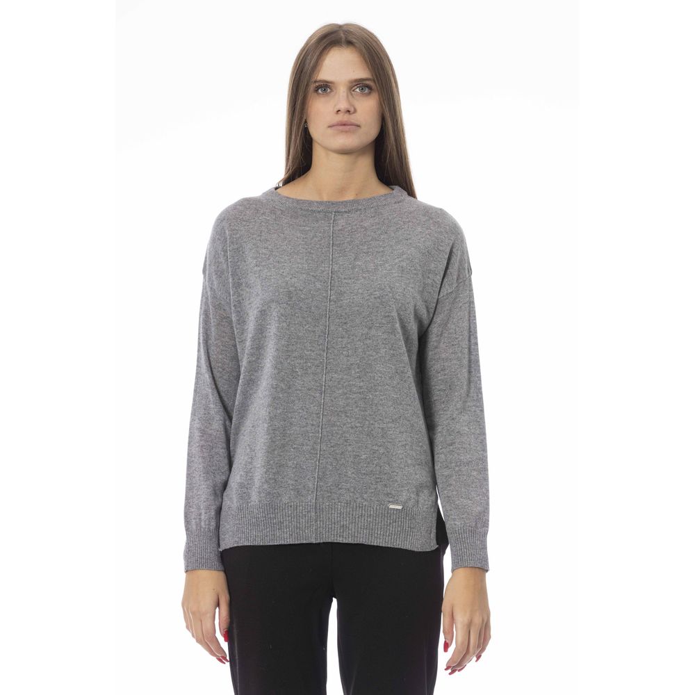 Gray Viscose Women Sweater - SEHABRANDS