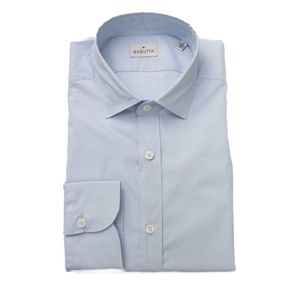 Light Blue Cotton Men Shirt - SEHABRANDS