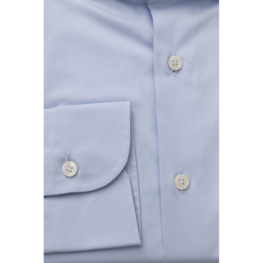 Light Blue Cotton Men Shirt - SEHABRANDS