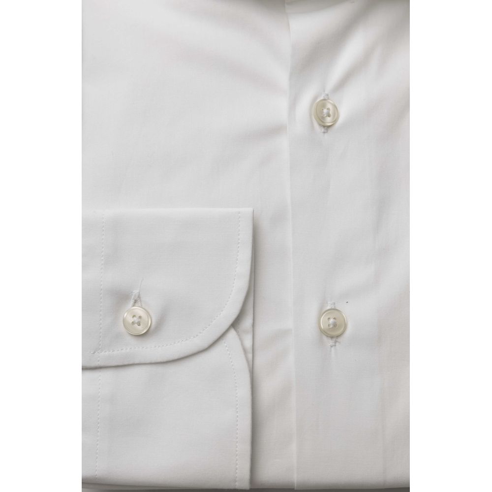 White Cotton Men's Slim Shirt - SEHABRANDS