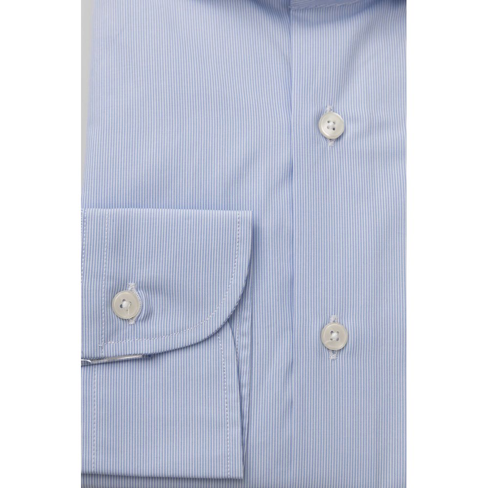 Light Blue Cotton Men Shirt - SEHABRANDS