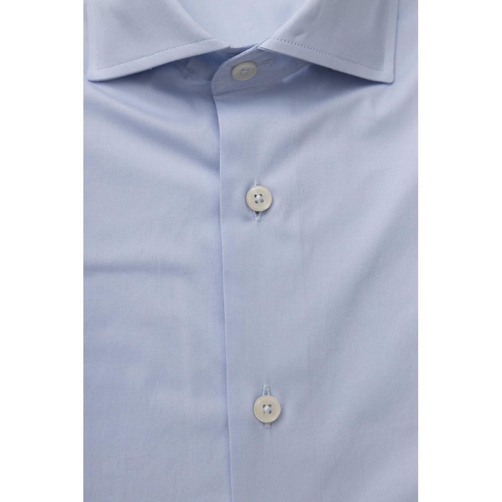 Light Blue Cotton Men Shirt - SEHABRANDS