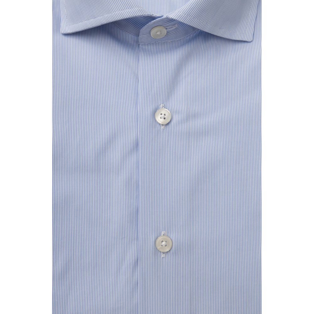 Light Blue Cotton Men Shirt - SEHABRANDS