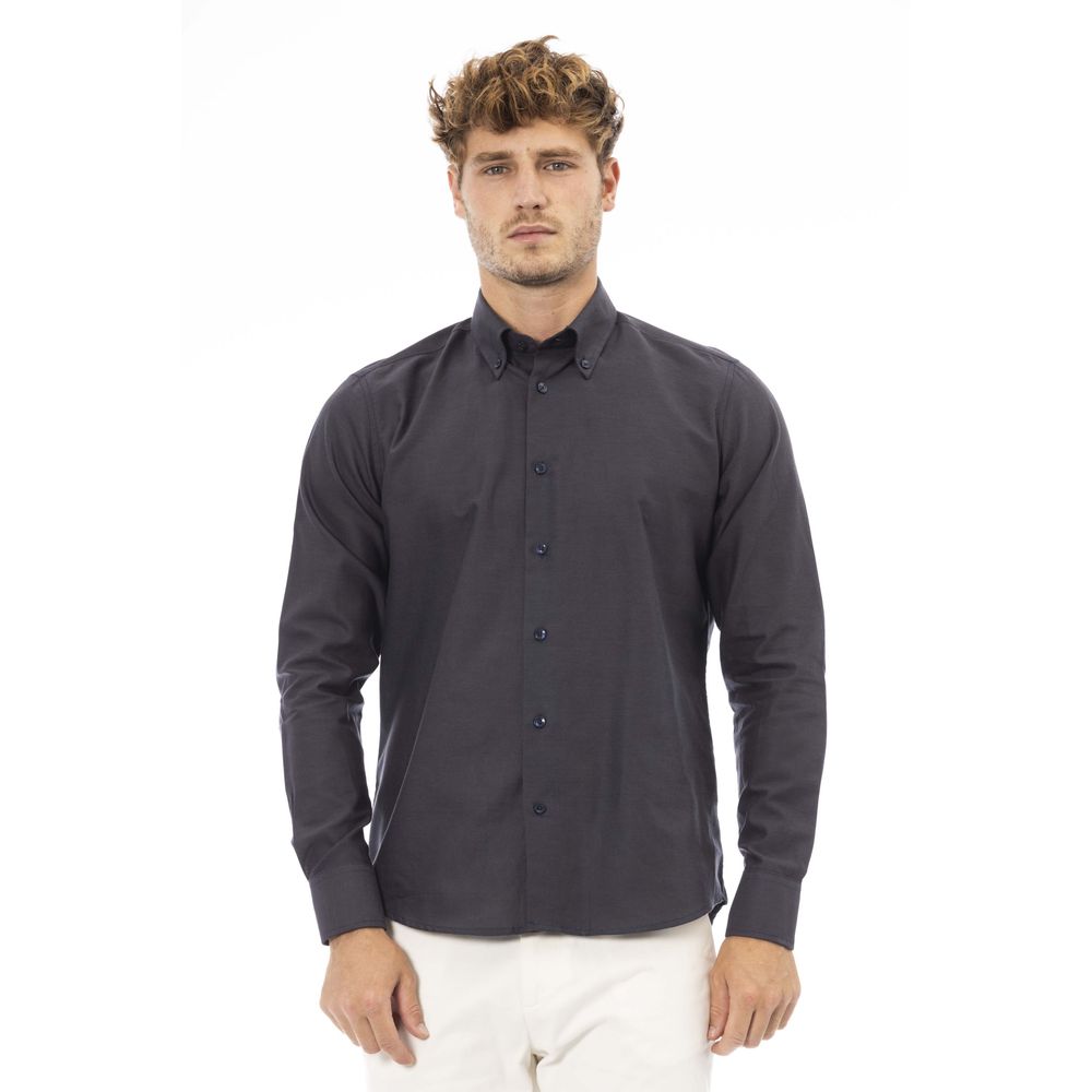 Gray Cotton Men Shirt - SEHABRANDS