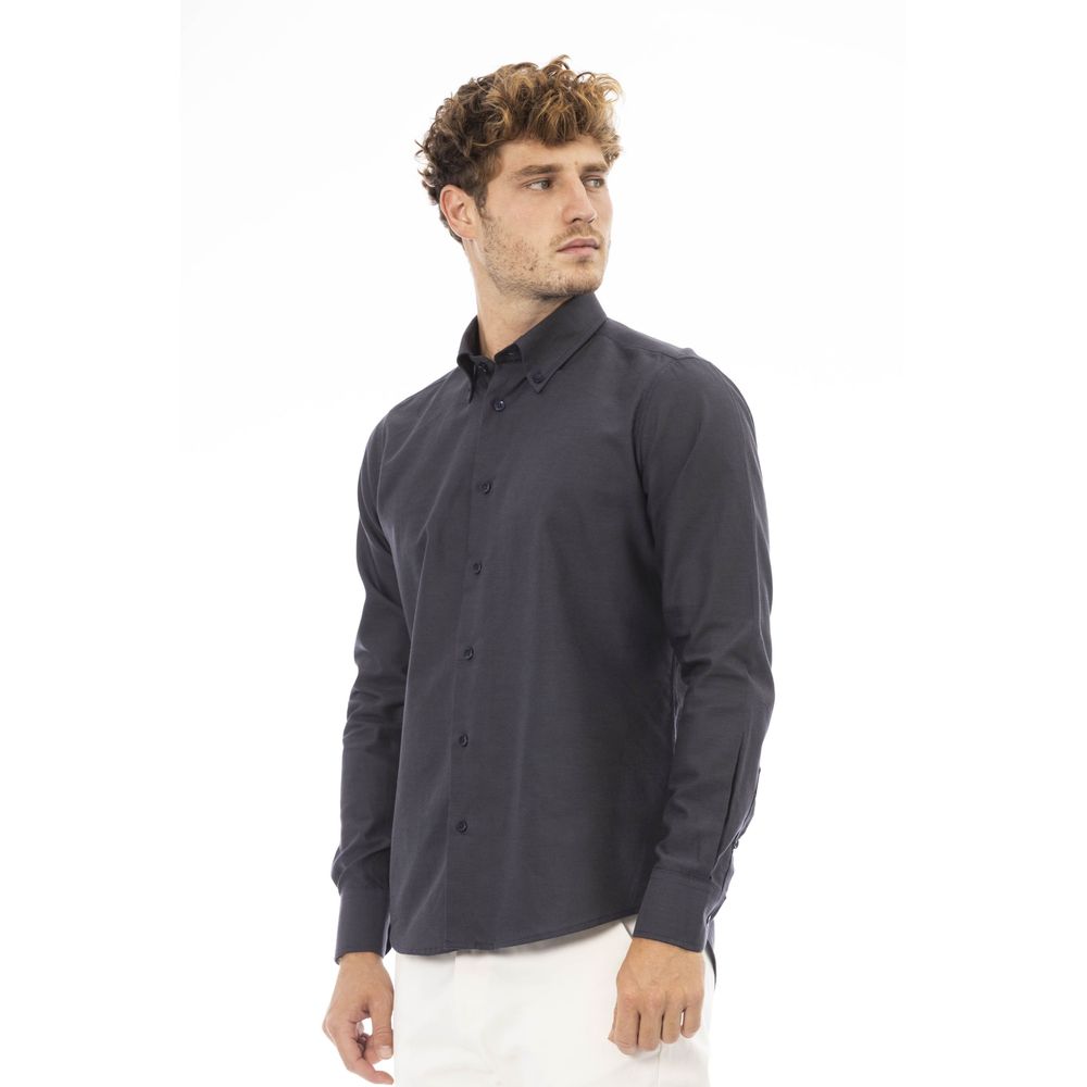 Gray Cotton Men Shirt - SEHABRANDS