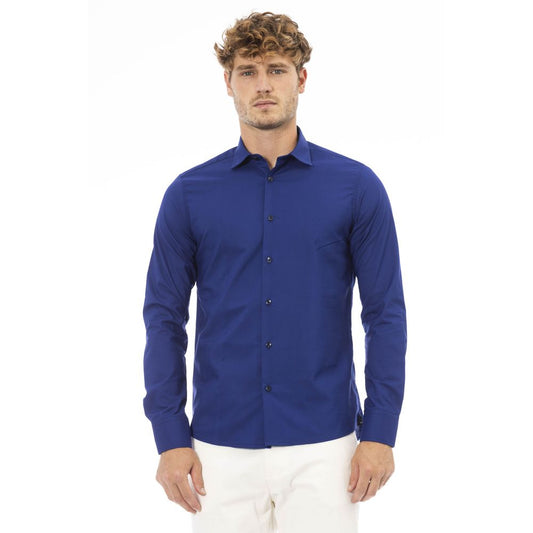 Blue Polyester Men Shirt - SEHABRANDS