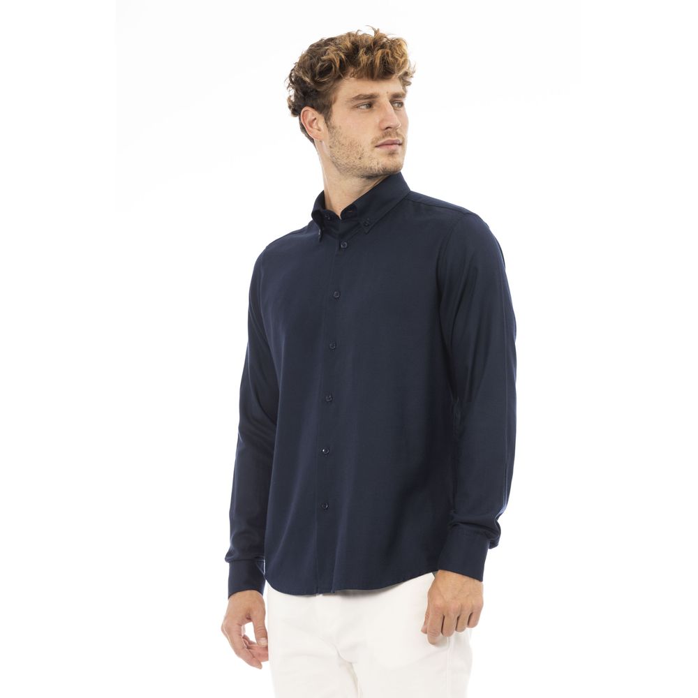 Blue Cotton Men Shirt - SEHABRANDS