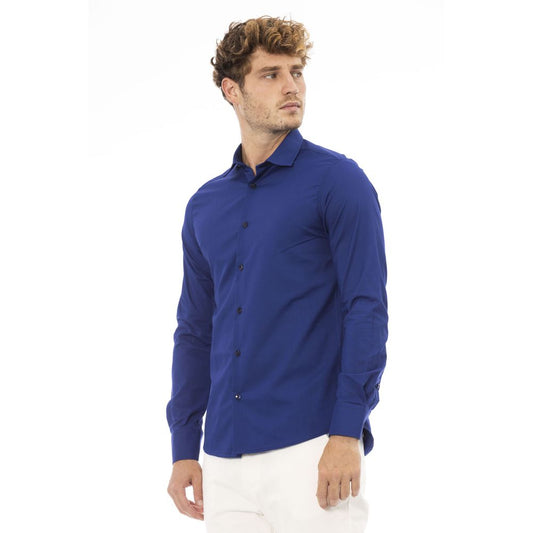 Blue Polyester Men Shirt - SEHABRANDS