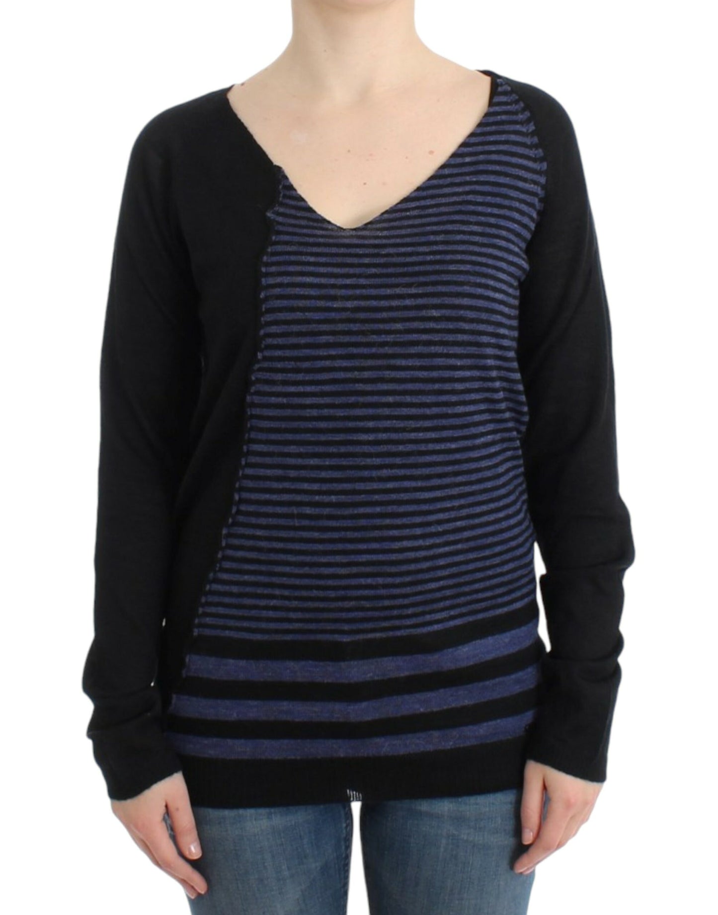 Striped V-Neck Luxury Sweater - SEHABRANDS