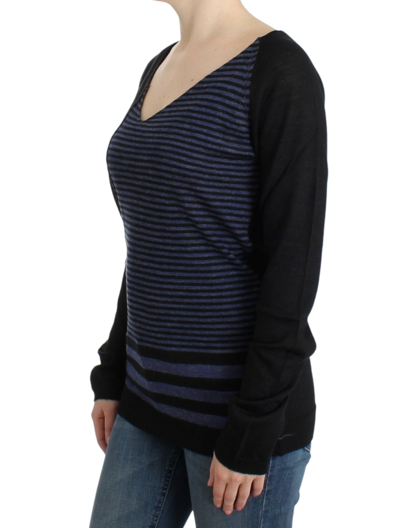 Striped V-Neck Luxury Sweater - SEHABRANDS