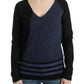 Chic Striped V-Neck Wool Blend Sweater - SEHABRANDS