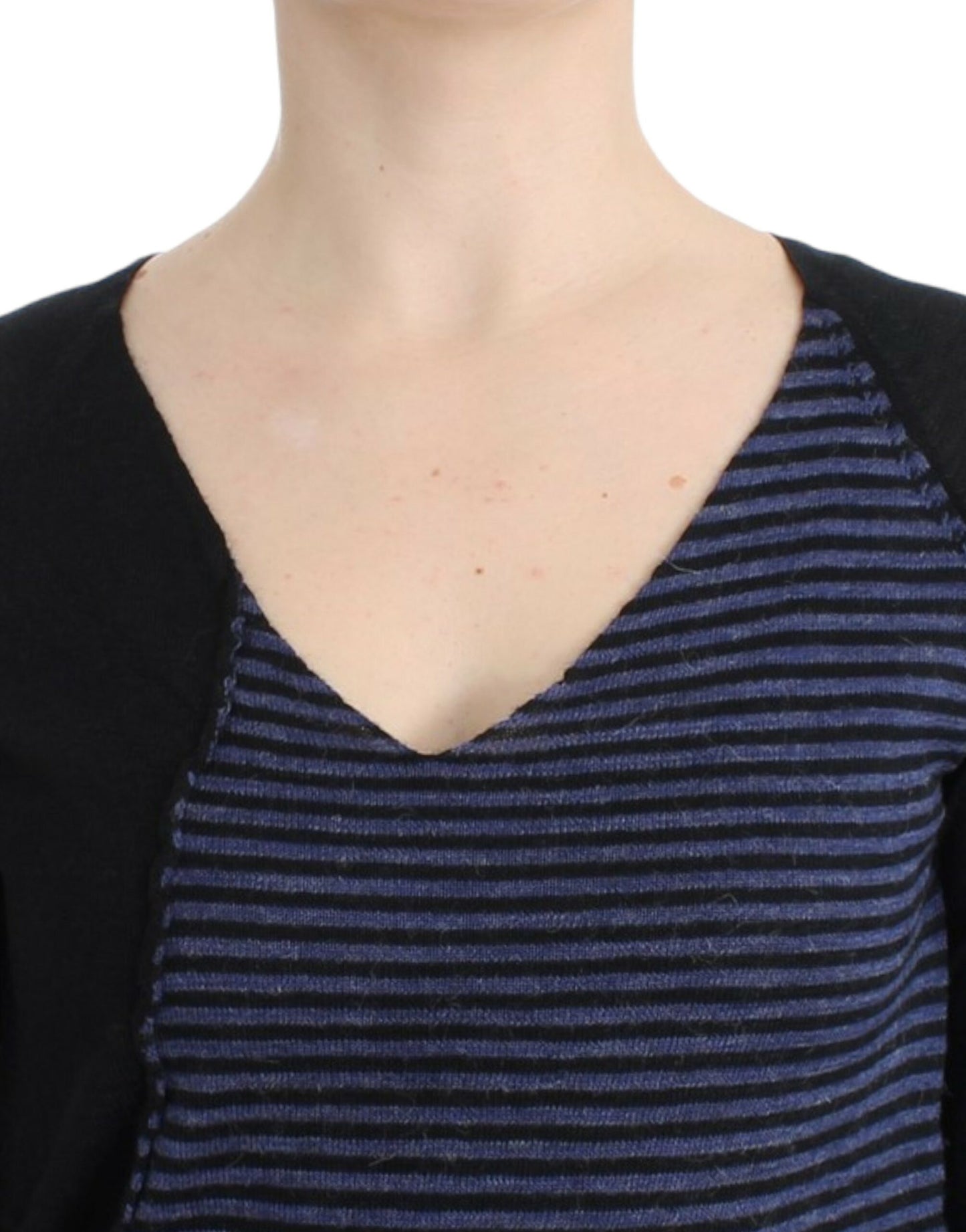 Chic Striped V-Neck Wool Blend Sweater - SEHABRANDS