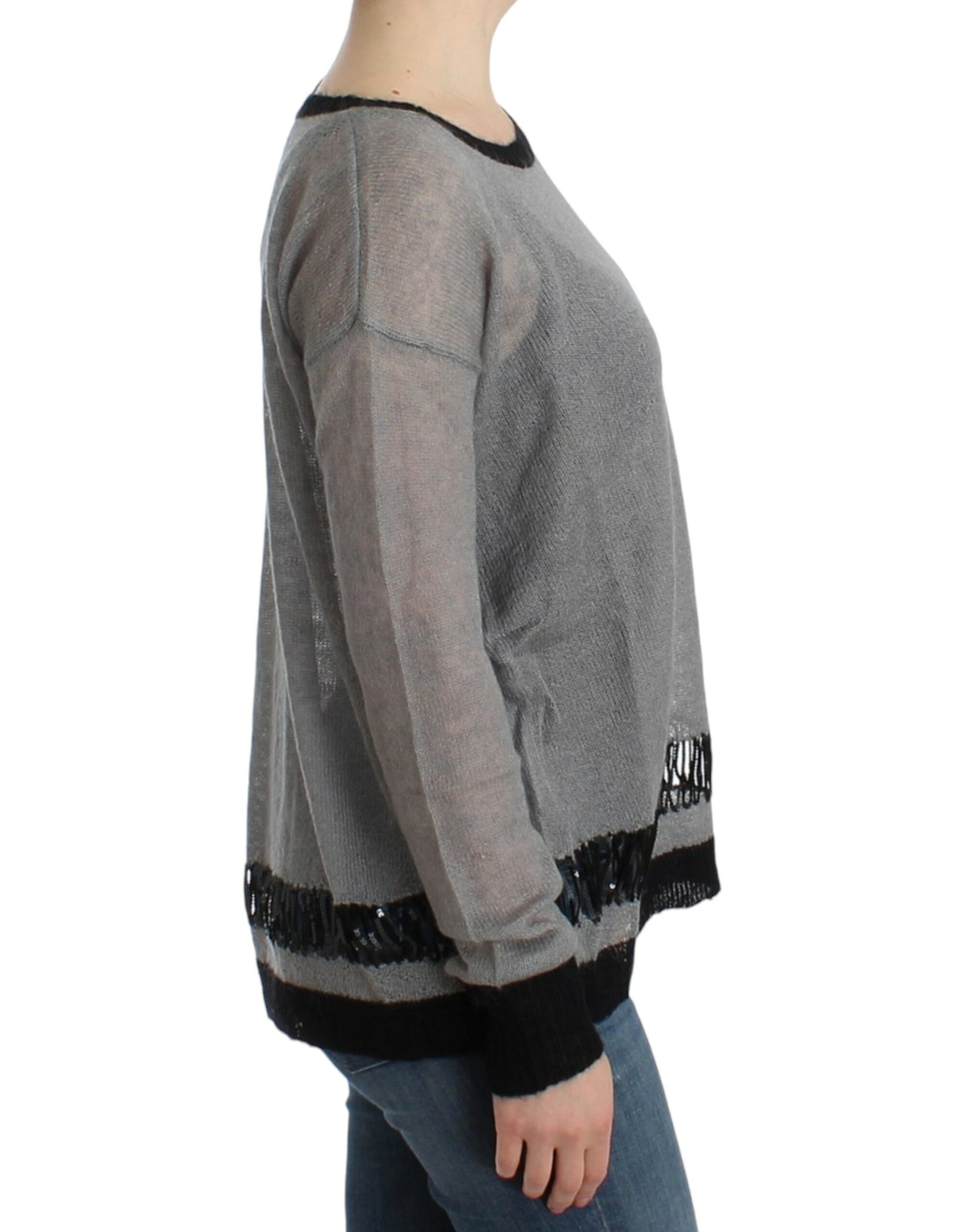 Chic Asymmetric Embellished Knit Sweater - SEHABRANDS