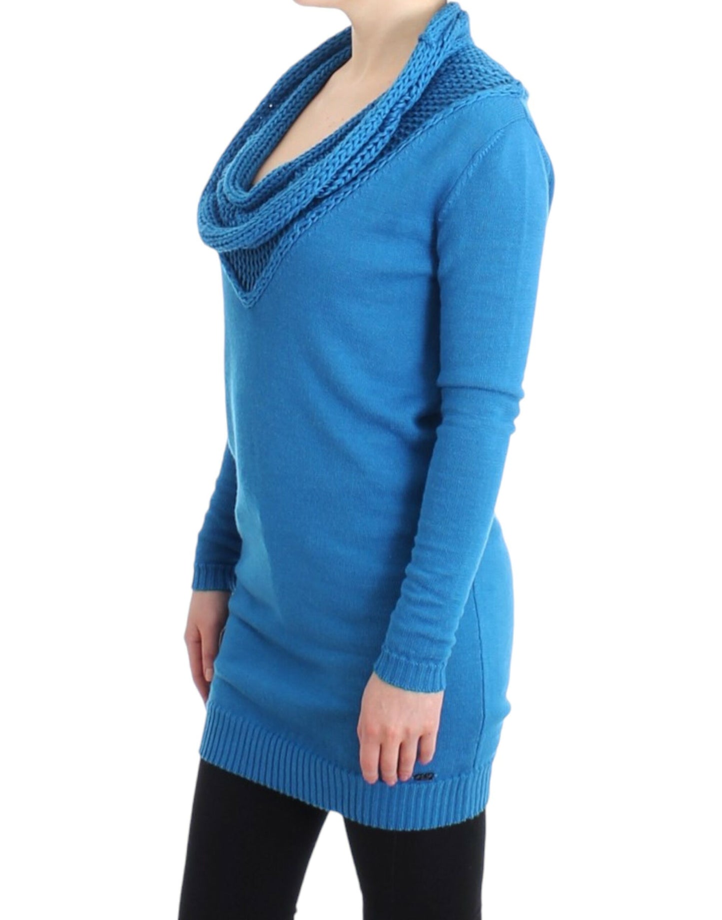 Cozy Scoop Neck Blue Knit Sweater - SEHABRANDS