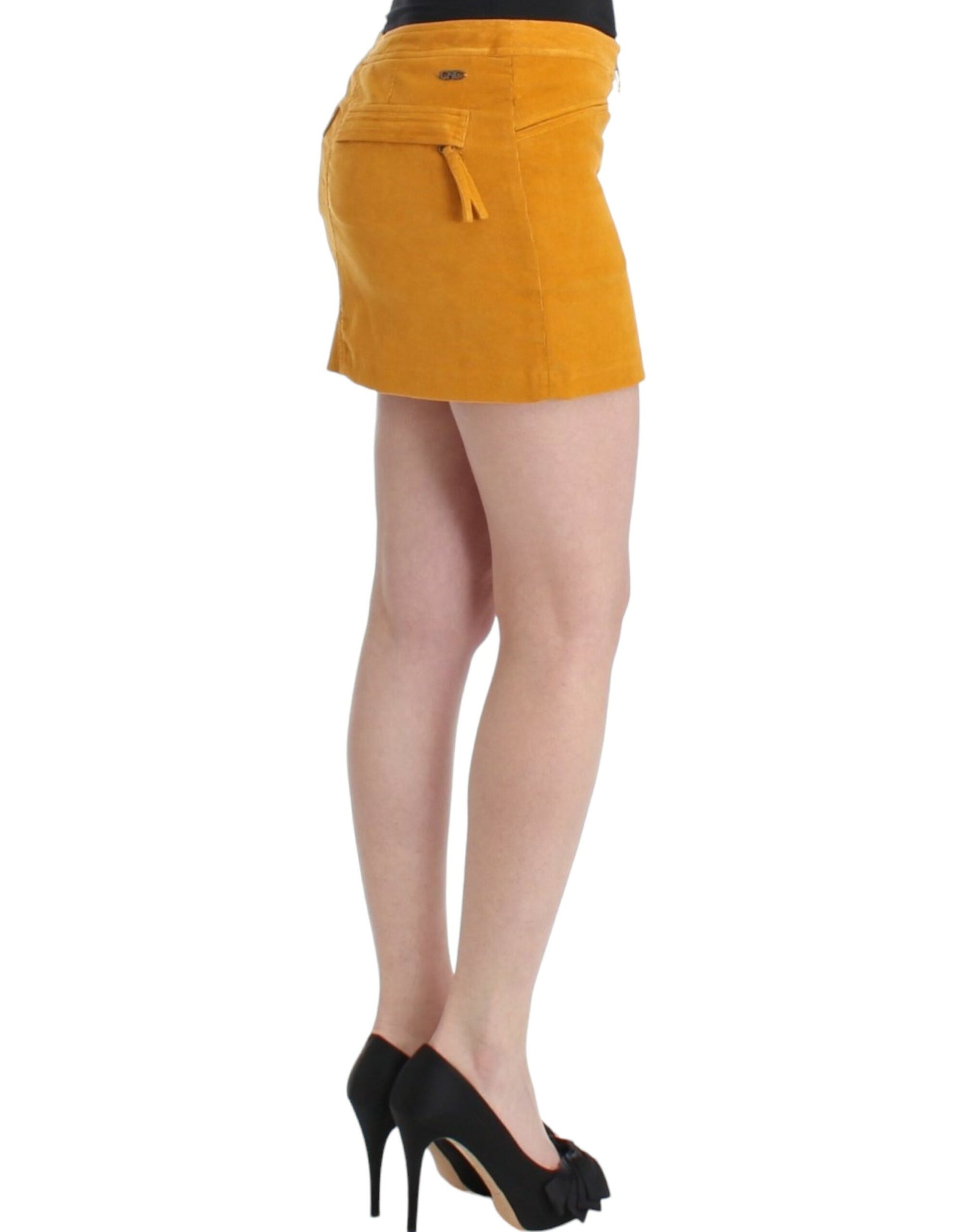 Chic Yellow Corduroy Mini Skirt - SEHABRANDS