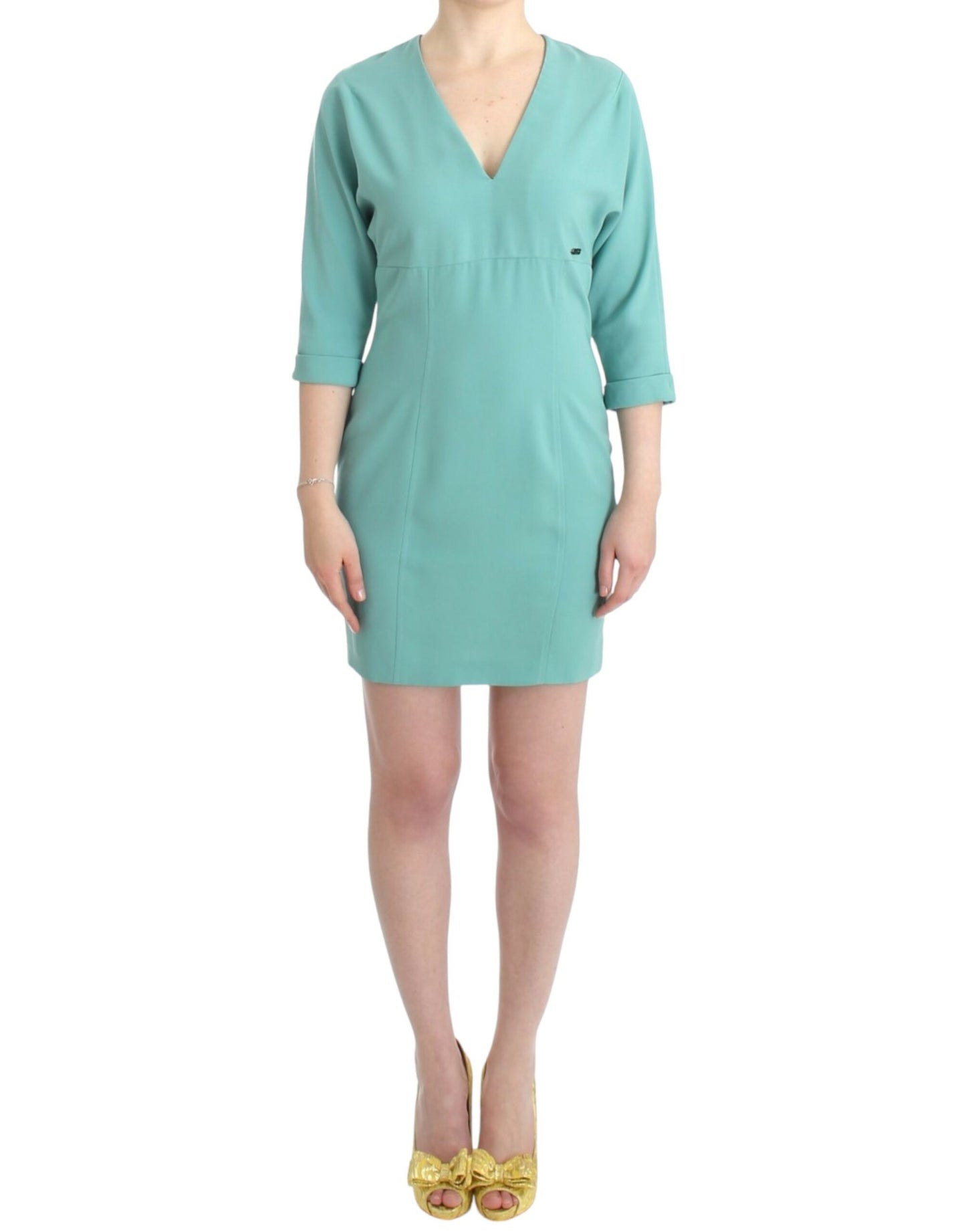 Elegant Green V-Neck Midi Dress - SEHABRANDS