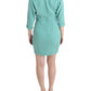 Elegant Green V-Neck Midi Dress - SEHABRANDS