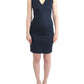 Chic Blue V-Neck Knee-Length Dress - SEHABRANDS