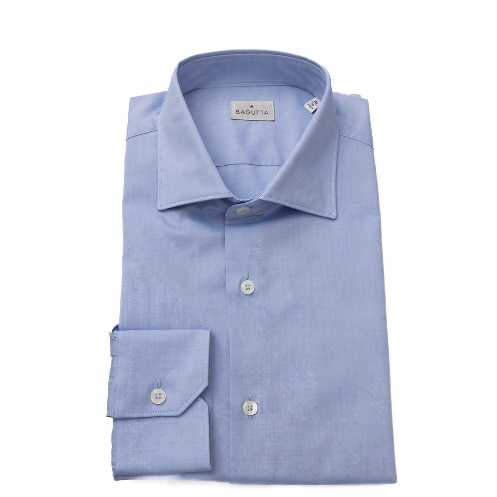 Light Blue Cotton Men Shirt - SEHABRANDS