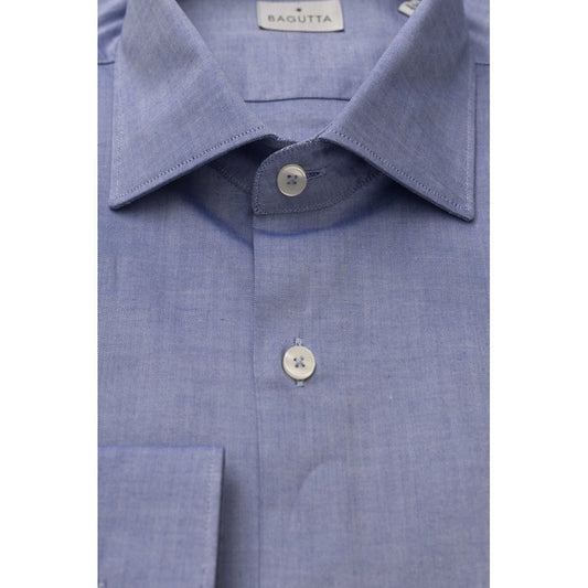 Light Blue Cotton Men Shirt - SEHABRANDS