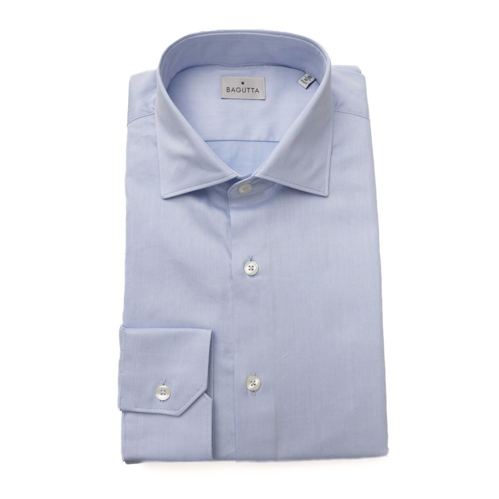 Light Blue Cotton Men Shirt - SEHABRANDS