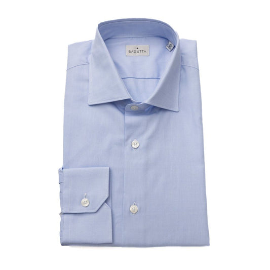 Light Blue Cotton Men Shirt - SEHABRANDS