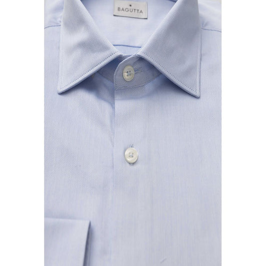 Light Blue Cotton Men Shirt - SEHABRANDS