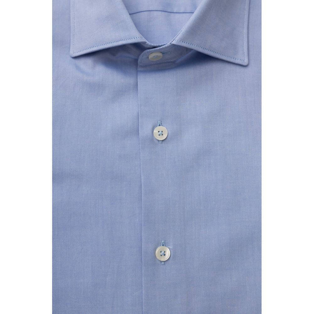 Light Blue Cotton Men Shirt - SEHABRANDS