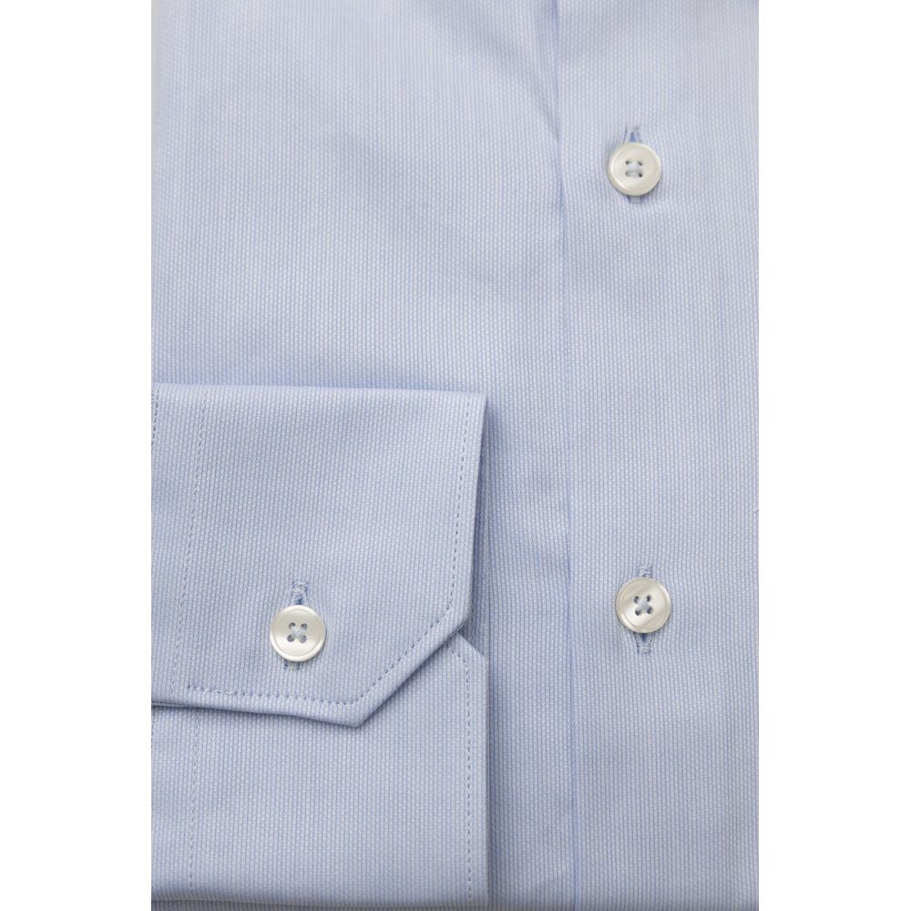 Light Blue Cotton Men Shirt - SEHABRANDS