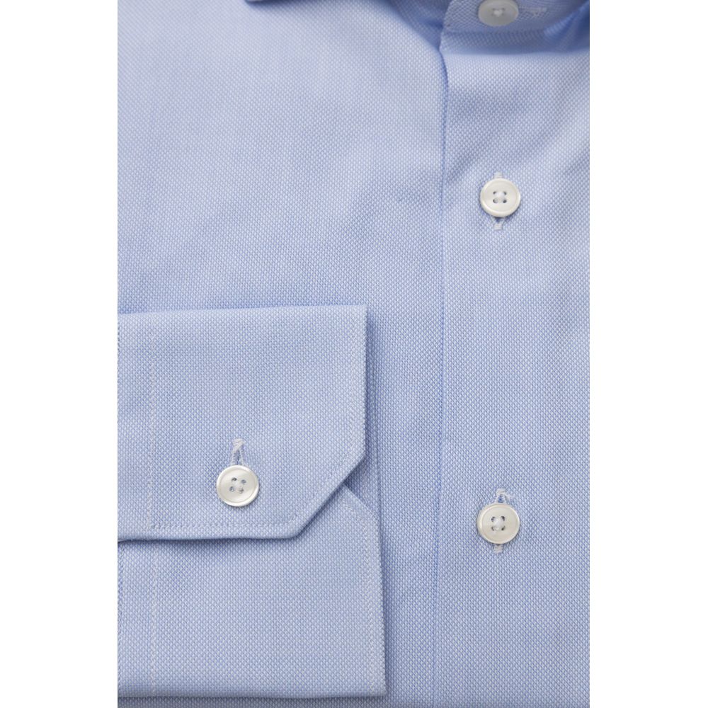 Light Blue Cotton Men Shirt - SEHABRANDS