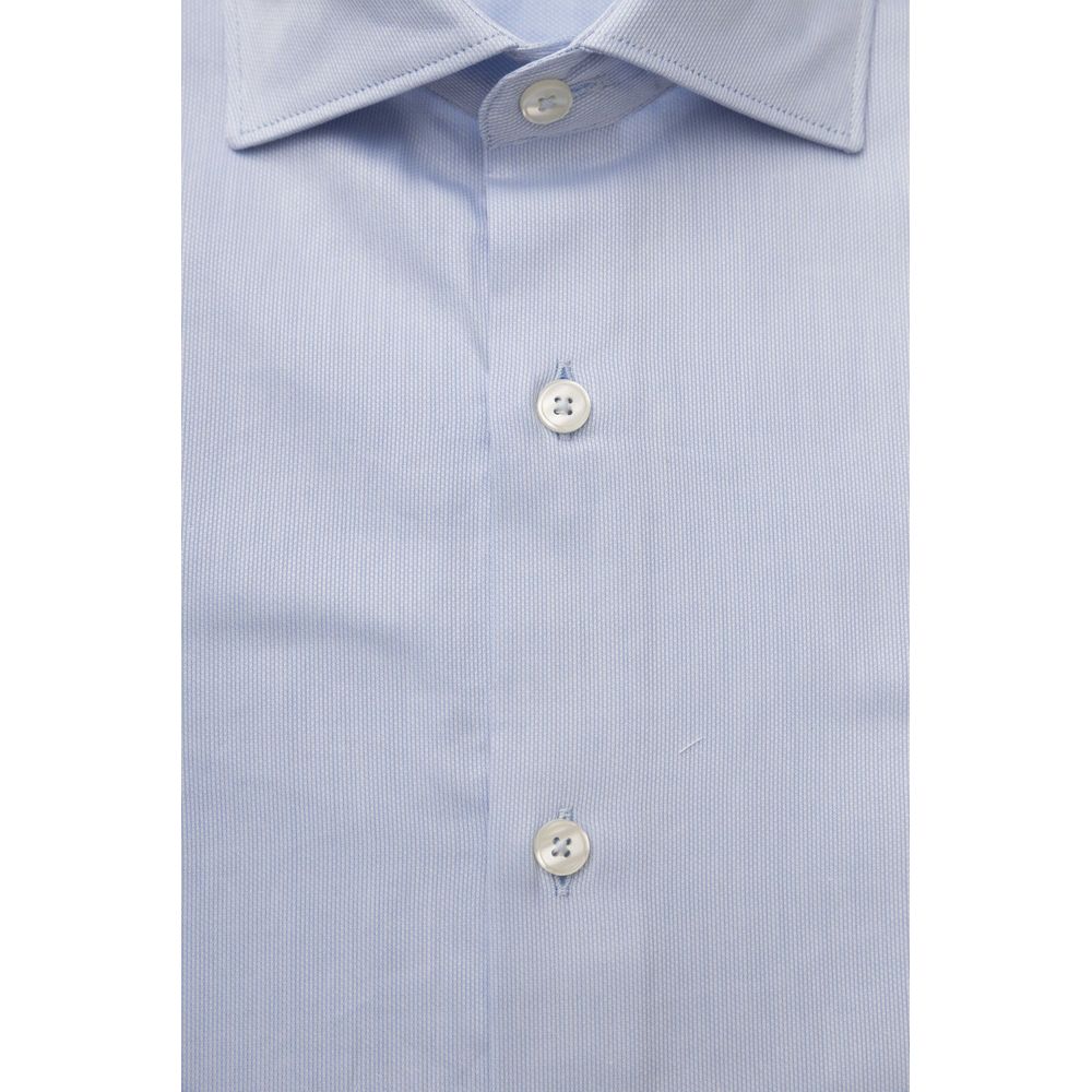 Light Blue Cotton Men Shirt - SEHABRANDS