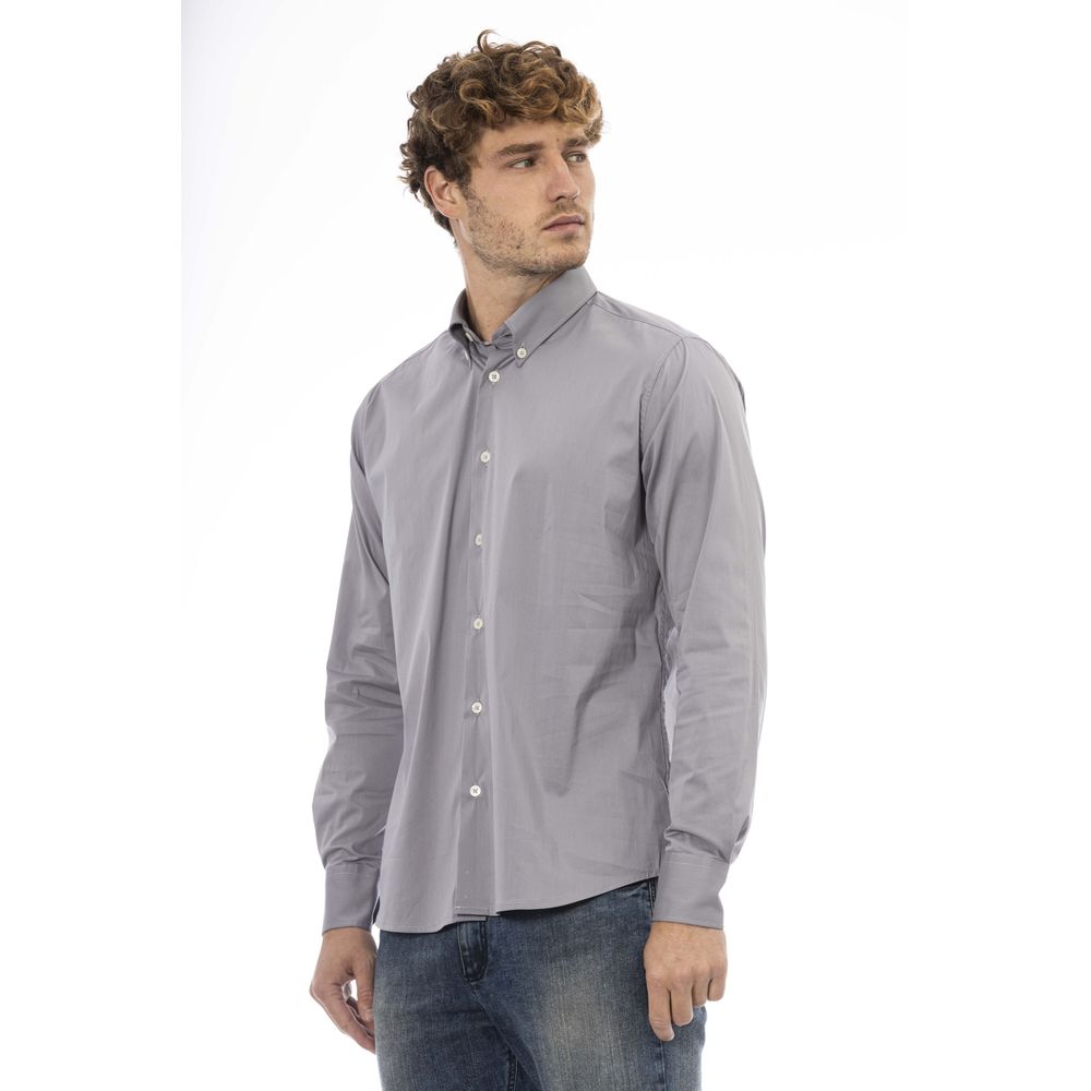 Gray Cotton Men Shirt - SEHABRANDS