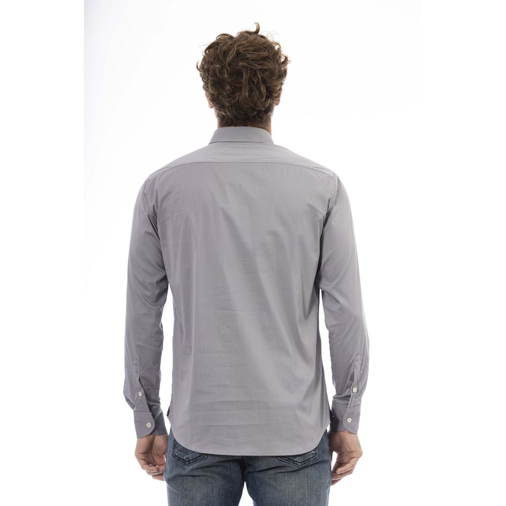 Gray Cotton Men Shirt - SEHABRANDS