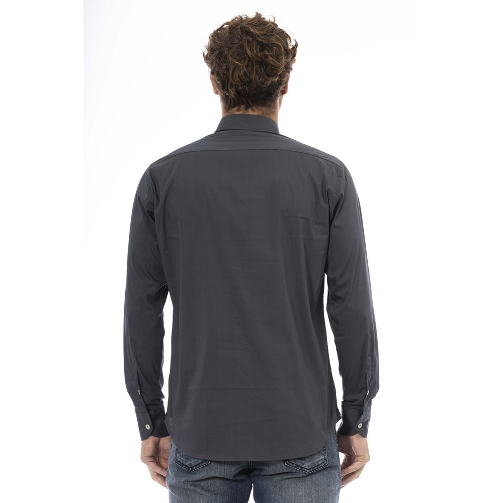 Gray Cotton Men Shirt - SEHABRANDS