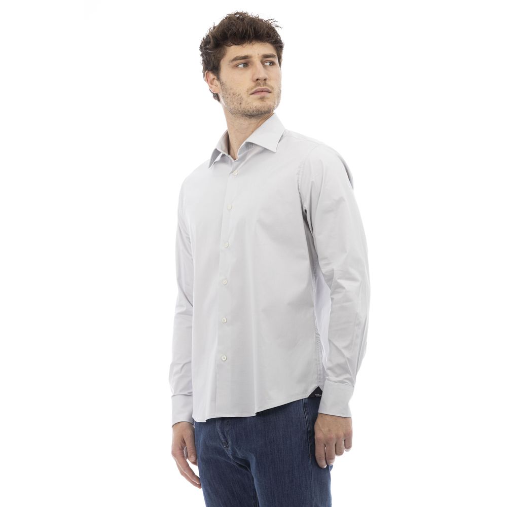 Gray Cotton Men Shirt - SEHABRANDS