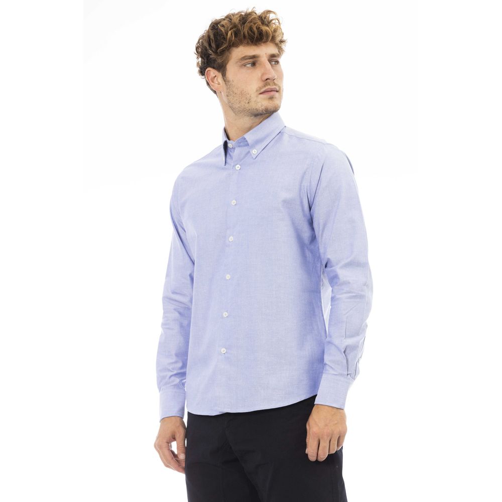 Blue Cotton Men Shirt - SEHABRANDS