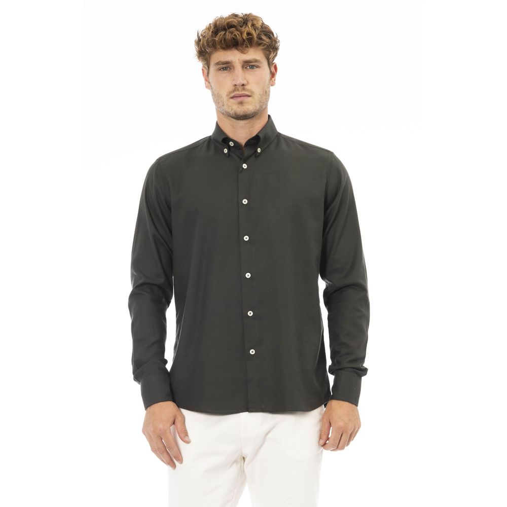 Green Cotton Men Shirt - SEHABRANDS