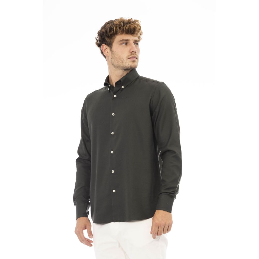 Green Cotton Men Shirt - SEHABRANDS