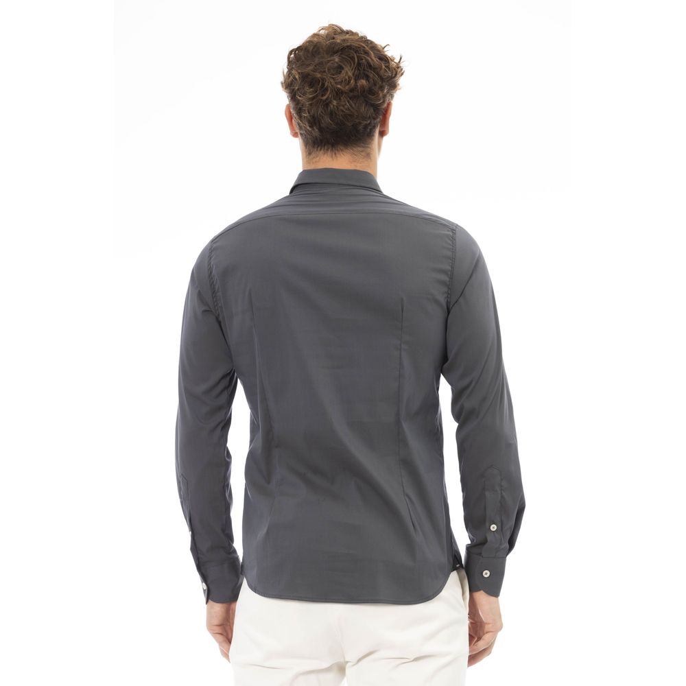 Gray Cotton Men Shirt - SEHABRANDS