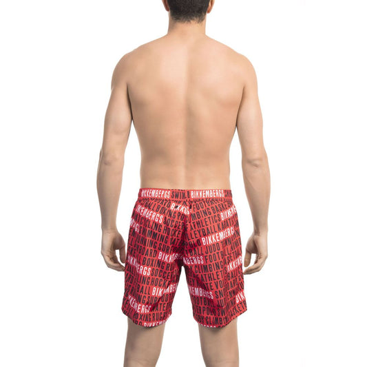 Red Polyester Men Swim Short - SEHABRANDS