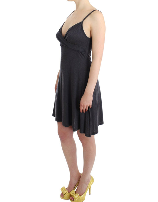 Chic Gray Knee-Length Spaghetti Strap Dress - SEHABRANDS