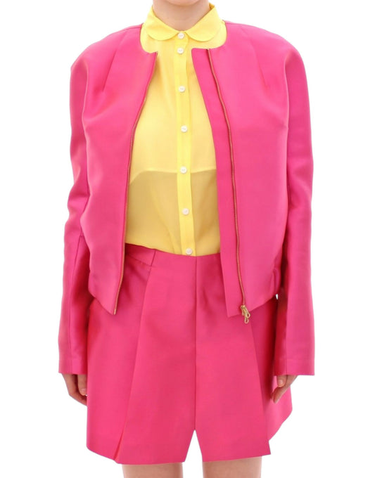 Elegant Pink Silk Blend Jacket - SEHABRANDS