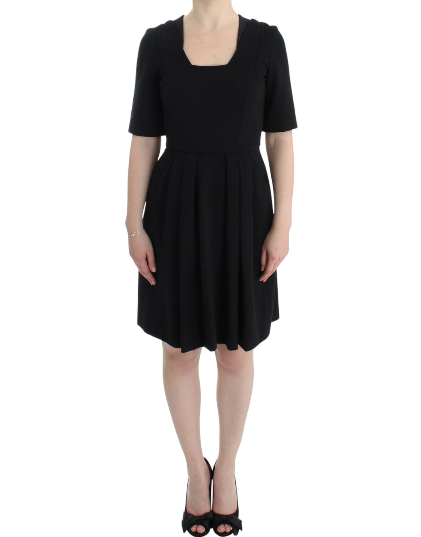 Elegant Black Short Sleeve Venus Dress - SEHABRANDS